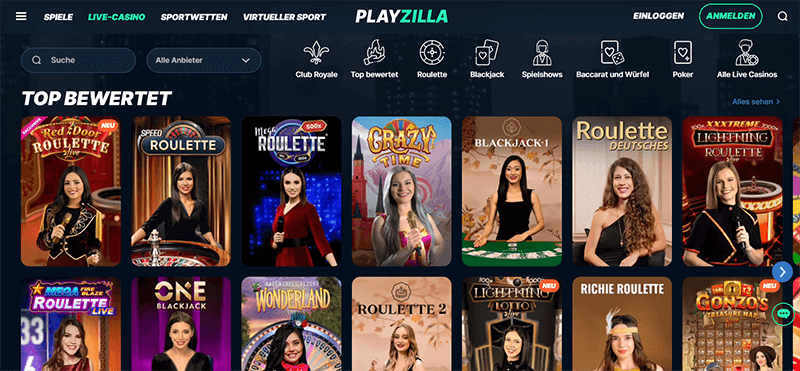 PlayZilla Live-Casino