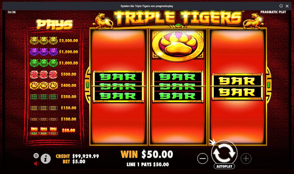 Spielautomaten Triple Tigers