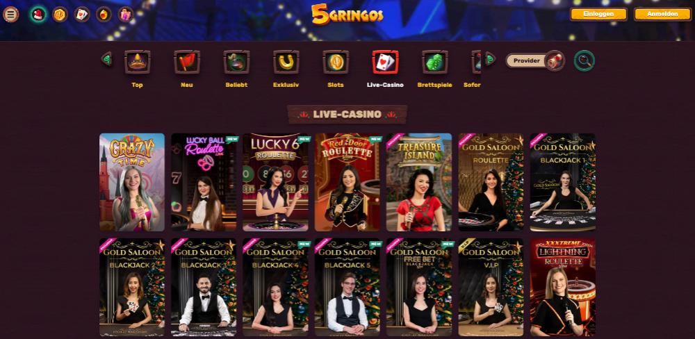 5gingos live casino
